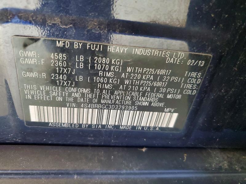 Aukcja sprzedaży 2013 Subaru Outback, vin: 4S4BRBGC3D3293905, numer aukcji: 65731906