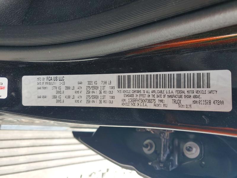 Aukcja sprzedaży 2019 Ram 1500, vin: 1C6SRFHT5KN738275, numer aukcji: 60994506