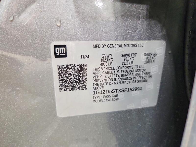 Aukcja sprzedaży 2025 Chevrolet Malibu, vin: 1G1ZD5STXSF153994, numer aukcji: 64545686