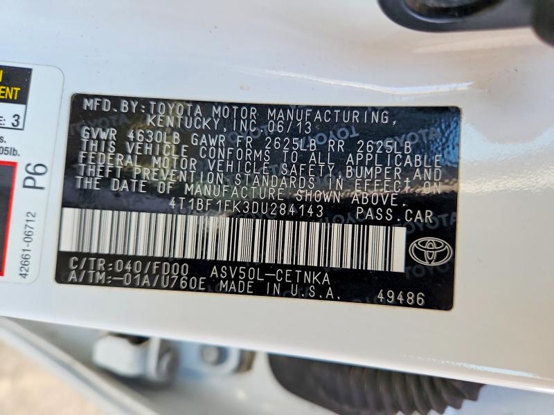 Aukcja sprzedaży 2013 Toyota Camry, vin: 4T1BF1FK3DU284143, numer aukcji: 64132046