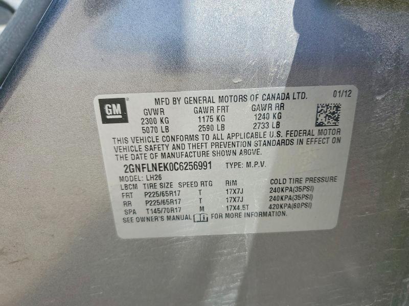 65350246 :رقم المزاد ، 2GNFLNEK0C6256991 vin ، 2012 Chevrolet Equinox مزاد بيع