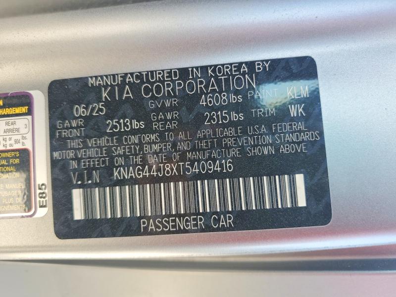 Aukcja sprzedaży 2026 Kia K5, vin: KNAG44J8XT5409416, numer aukcji: 65895416