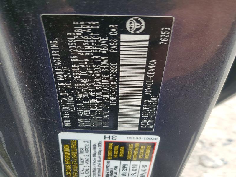 66929636 :رقم المزاد ، 4T1BE46K08U773920 vin ، 2008 Toyota Camry مزاد بيع