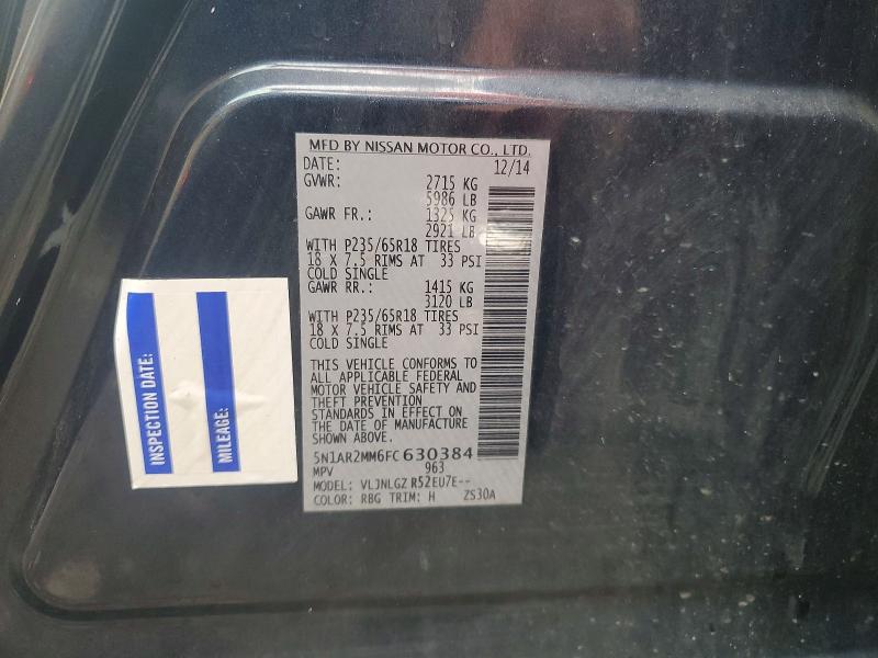 Продаж на аукціоні авто 2015 Nissan Pathfinder, vin: 5N1AR2MM6FC630384, номер лоту: 64380926