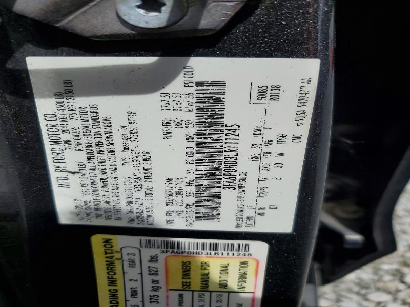 Aukcja sprzedaży 2020 Ford Fusion, vin: 3FA6P0HD3LR111245, numer aukcji: 64930486
