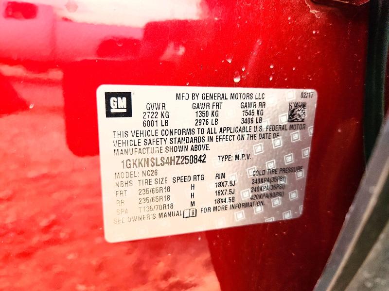 Продаж на аукціоні авто 2017 Gmc Acadia, vin: 1GKKNSLS4HZ250842, номер лоту: 64725456