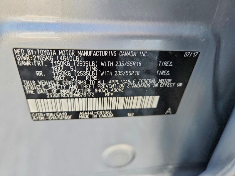 2017 Toyota Rav4 მანქანა იყიდება აუქციონზე, vin: 2T3DFREV9HW676172, აუქციონის ნომერი: 63530506