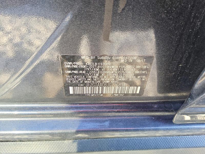 64735016 :رقم المزاد ، JF2GTAAC6JG226834 vin ، 2018 Subaru Crosstrek مزاد بيع