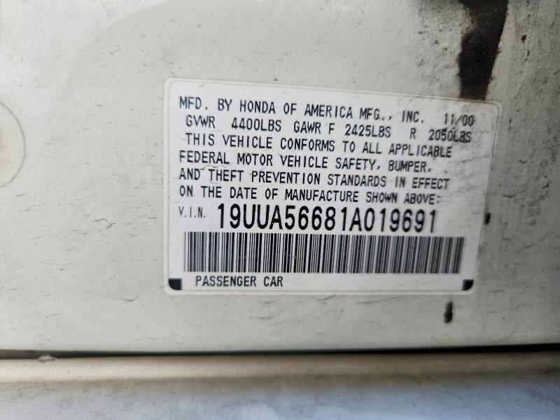 2001 Acura 3.2tl მანქანა იყიდება აუქციონზე, vin: 19UUA56681A019691, აუქციონის ნომერი: 65706516