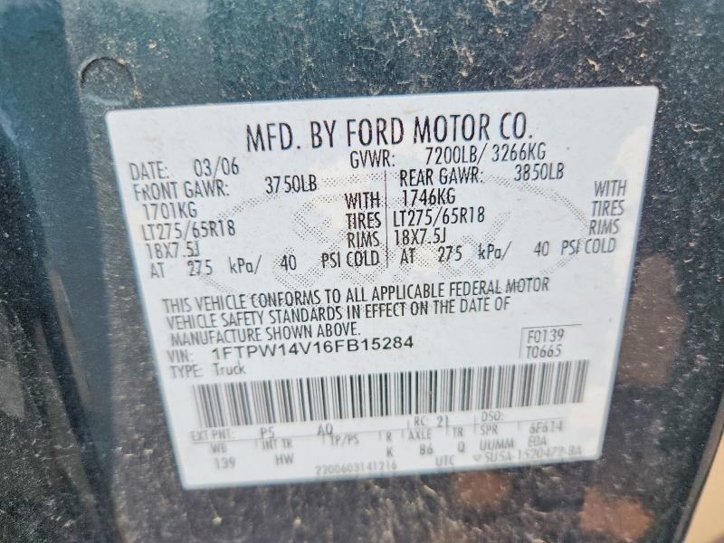 Aukcja sprzedaży 2006 Ford F150, vin: 1FTPW14V16FB15284, numer aukcji: 64113846