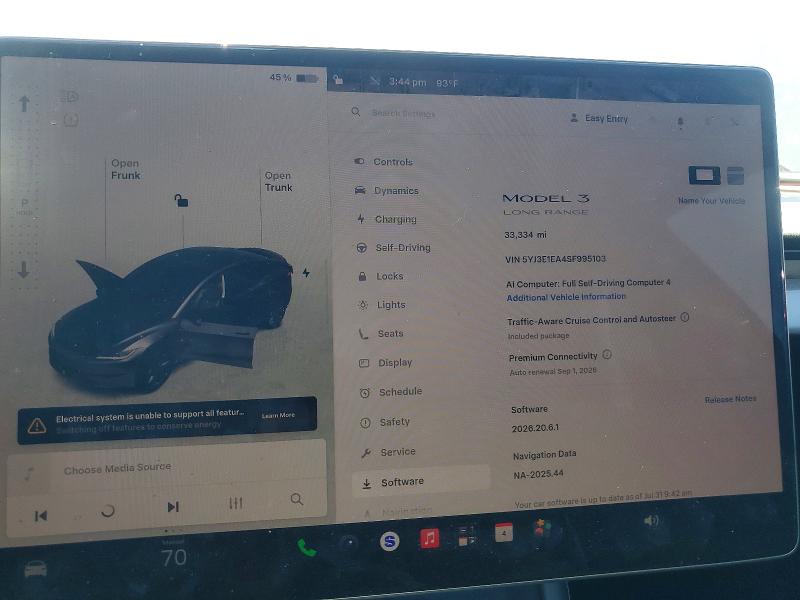 63808896 :رقم المزاد ، 5YJ3E1EA4SF995103 vin ، 2025 Tesla Model 3 مزاد بيع