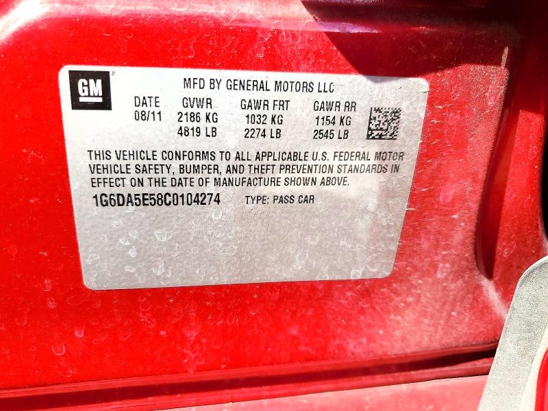 Продаж на аукціоні авто 2012 Cadillac Cts, vin: 1G6DA5E58C0104274, номер лоту: 64615846