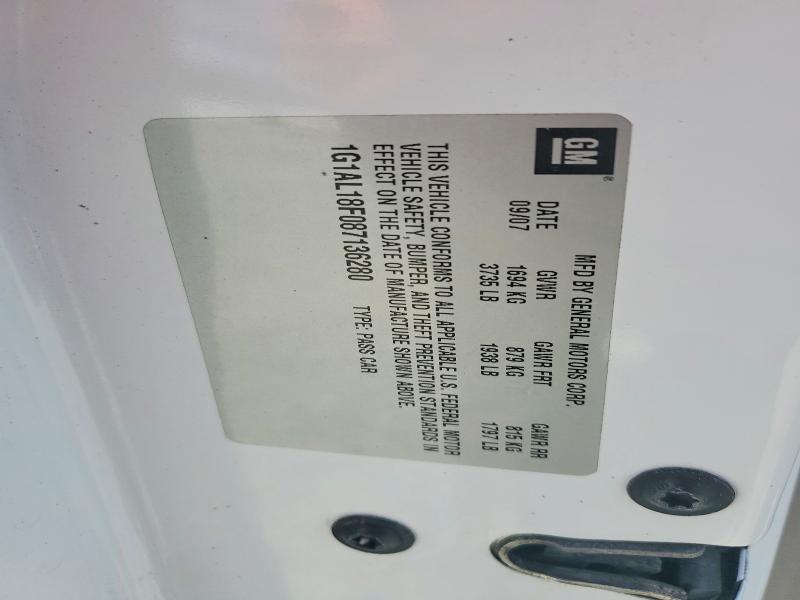 2008 Chevrolet Cobalt მანქანა იყიდება აუქციონზე, vin: 1G1AL18F087136280, აუქციონის ნომერი: 67145846