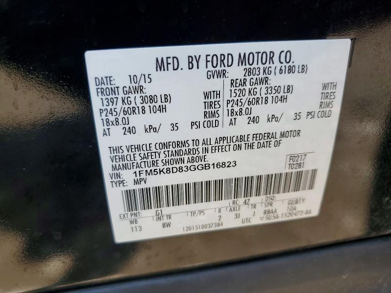 Aukcja sprzedaży 2016 Ford Explorer, vin: 1FM5K8D83GGB16823, numer aukcji: 67237486