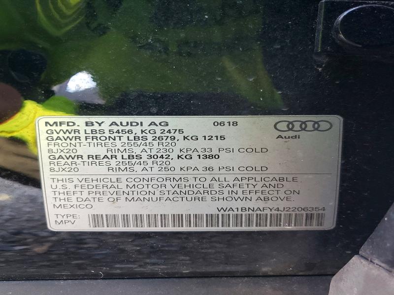 Продажа на аукционе авто 2018 Audi Q5, vin: WA1BNAFY4J2206354, номер лота: 66061456