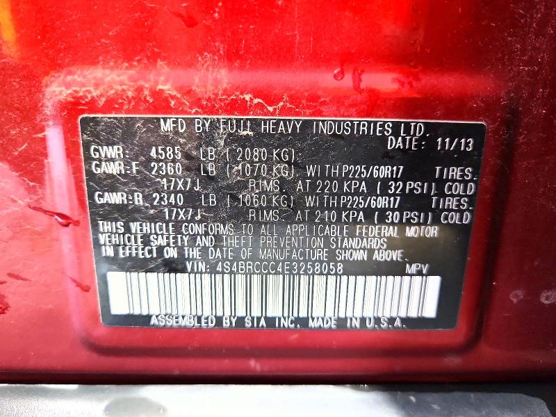 Продаж на аукціоні авто 2014 Subaru Outback, vin: 4S4BRCCC4E3258058, номер лоту: 64824556