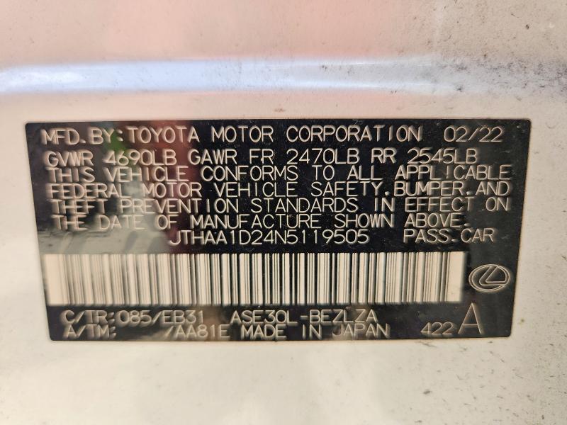 Продаж на аукціоні авто 2022 Lexus Is, vin: JTHAA1D24N5119505, номер лоту: 66788116