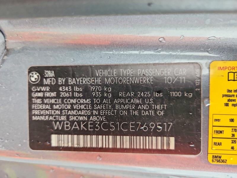 Продаж на аукціоні авто 2012 Bmw 328, vin: WBAKE3C51CE769517, номер лоту: 63323226
