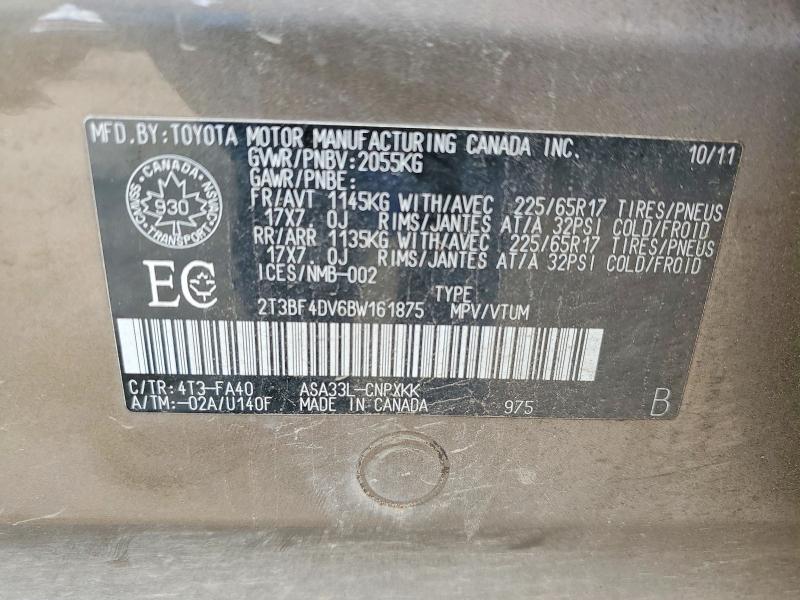 66167456 :رقم المزاد ، 2T3BF4DV6BW161875 vin ، 2011 Toyota Rav4 مزاد بيع