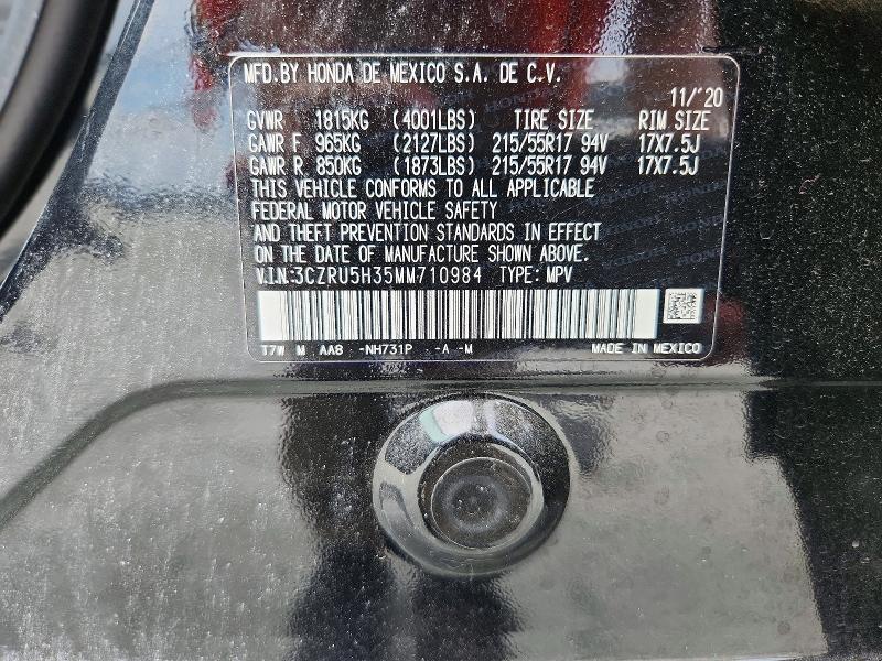 Продаж на аукціоні авто 2021 Honda Hr-v, vin: 3CZRU5H35MM710984, номер лоту: 66482096