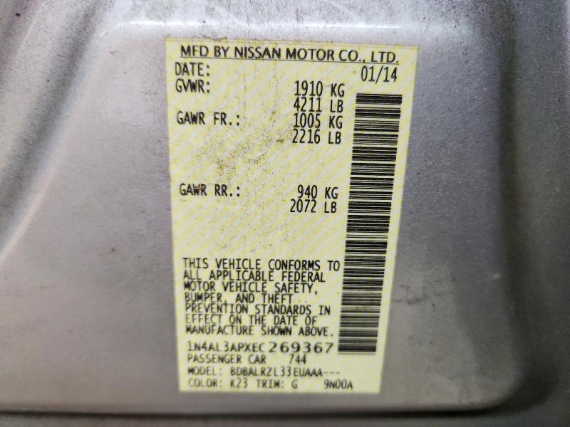 Aukcja sprzedaży 2014 Nissan Altima, vin: 1N4AL3APXEC269367, numer aukcji: 65755516