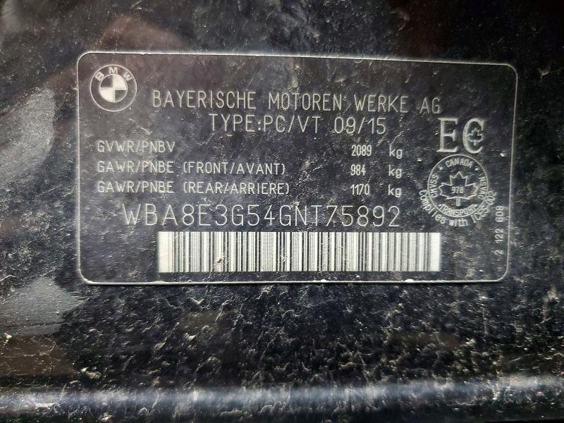 64219206 :رقم المزاد ، WBA8E3G54GNT75892 vin ، 2016 Bmw 328 مزاد بيع