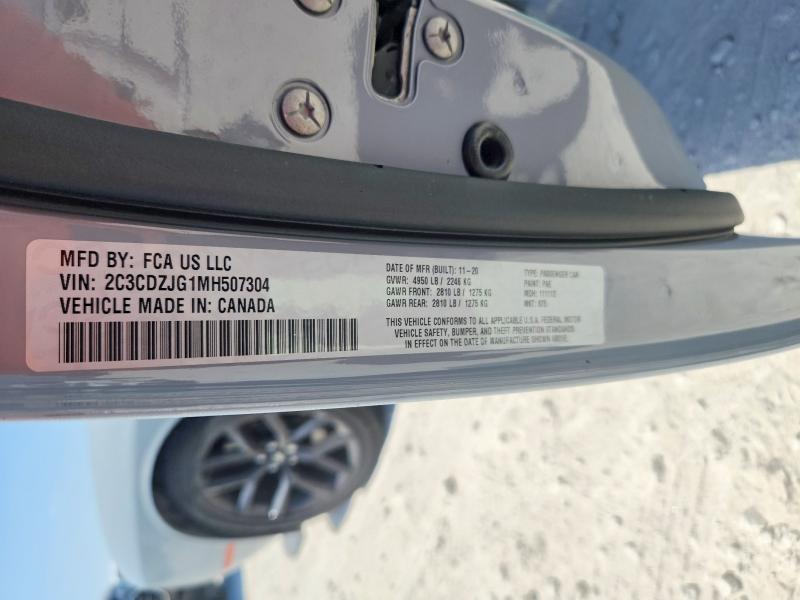 66227386 :رقم المزاد ، 2C3CDZJG1MH507304 vin ، 2021 Dodge Challenger مزاد بيع