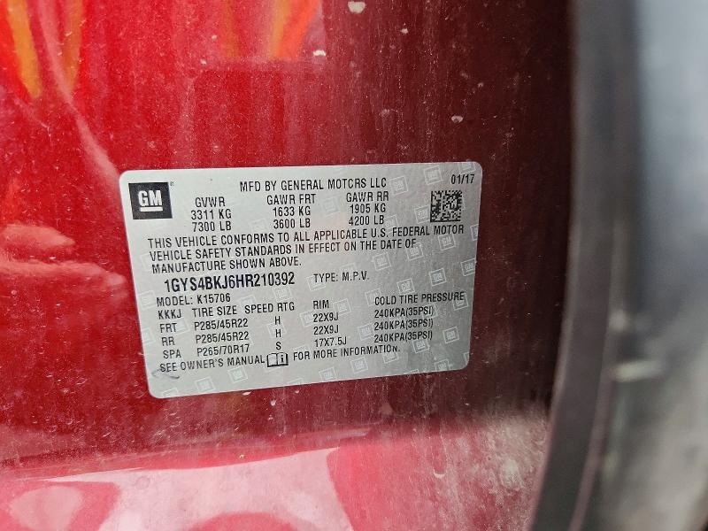 Продаж на аукціоні авто 2017 Cadillac Escalade, vin: 1GYS4BKJ6HR210392, номер лоту: 67080846