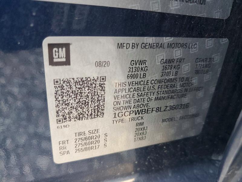 2020 Chevrolet Silverado მანქანა იყიდება აუქციონზე, vin: 1GCPWBEF8LZ360316, აუქციონის ნომერი: 64249586