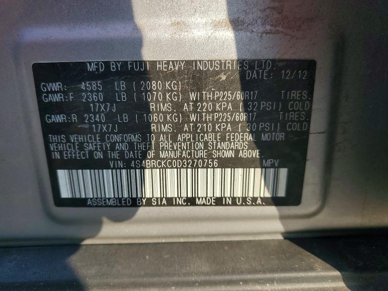 Aukcja sprzedaży 2013 Subaru Outback, vin: 4S4BRCKC0D3270756, numer aukcji: 64371226
