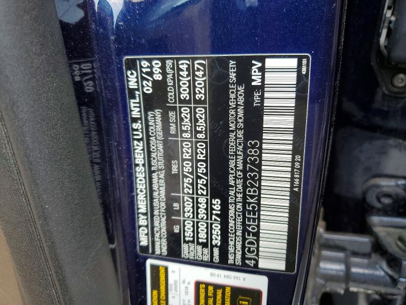 Продаж на аукціоні авто 2019 Mercedes-benz Gls, vin: 4JGDF6EE5KB237383, номер лоту: 64622256