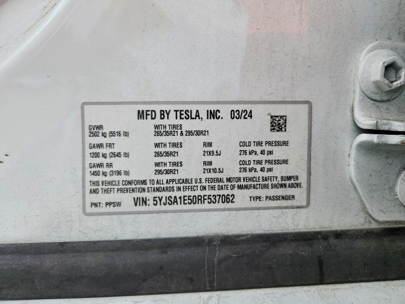 Продажа на аукционе авто 2024 Tesla Model S, vin: 5YJSA1E50RF537062, номер лота: 63263236