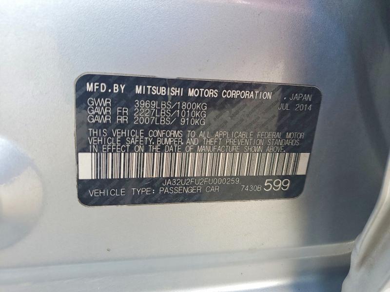 Продаж на аукціоні авто 2015 Mitsubishi Lancer, vin: JA32U2FU2FU000259, номер лоту: 65286486