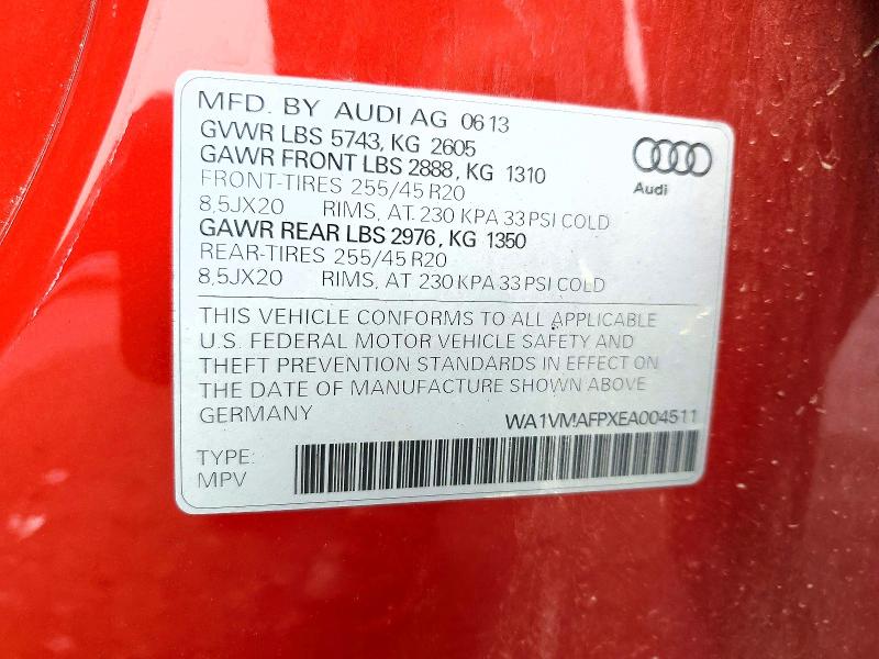 Продаж на аукціоні авто 2014 Audi Q5, vin: WA1VMAFPXEA004511, номер лоту: 64675646