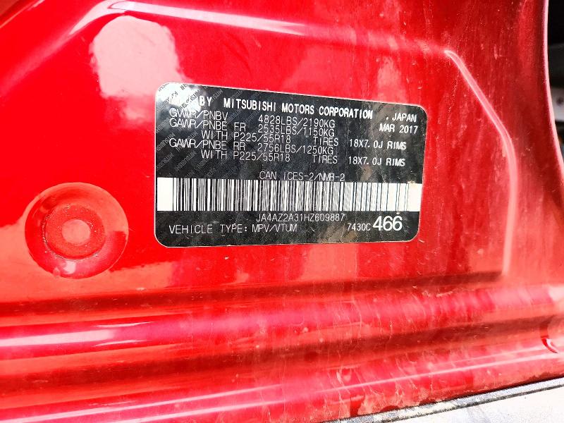 Aukcja sprzedaży 2017 Mitsubishi Outlander, vin: JA4AZ2A31HZ609887, numer aukcji: 64617096