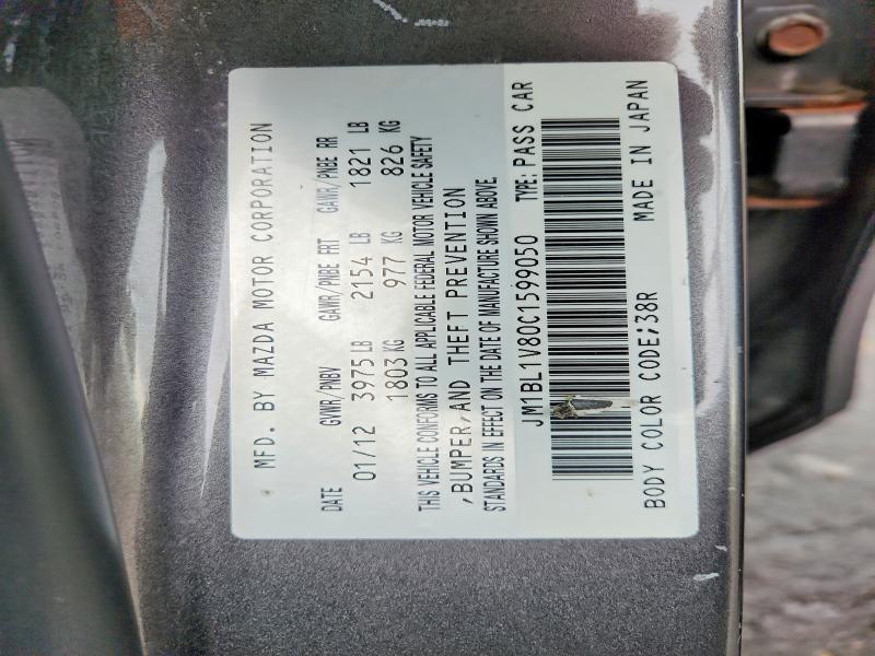 Aukcja sprzedaży 2012 Mazda 3, vin: JM1BL1V80C1599050, numer aukcji: 65281316