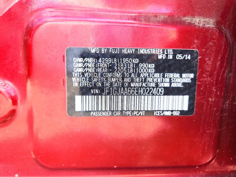 Aukcja sprzedaży 2014 Subaru Impreza, vin: JF1GJAA66EH022409, numer aukcji: 64971316