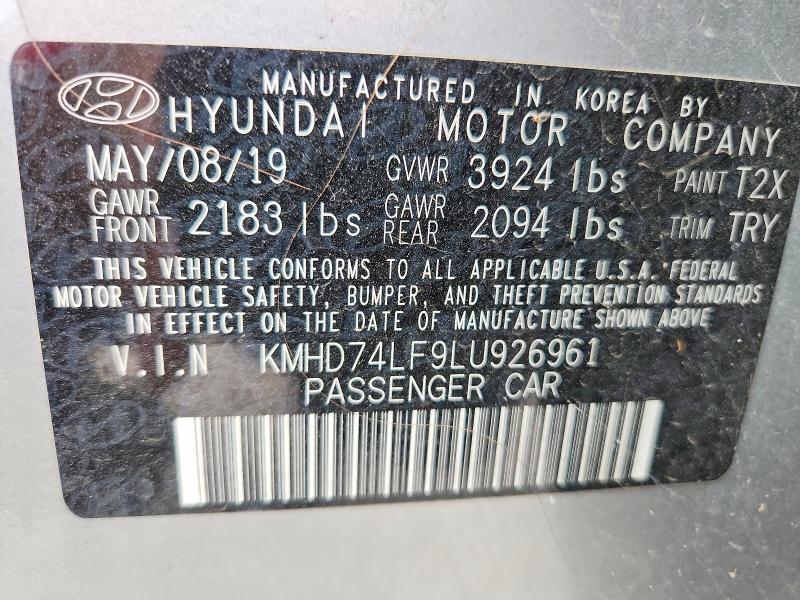 64774266 :رقم المزاد ، KMHD74LF9LU926961 vin ، 2020 Hyundai Elantra مزاد بيع