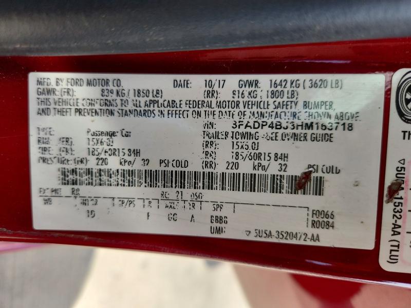 64217226 :رقم المزاد ، 3FADP4BJ3HM163718 vin ، 2017 Ford Fiesta مزاد بيع