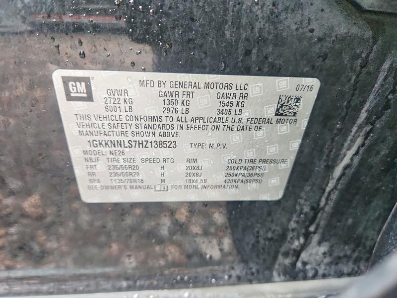 Продаж на аукціоні авто 2017 Gmc Acadia, vin: 1GKKNNLS7HZ138523, номер лоту: 65130816