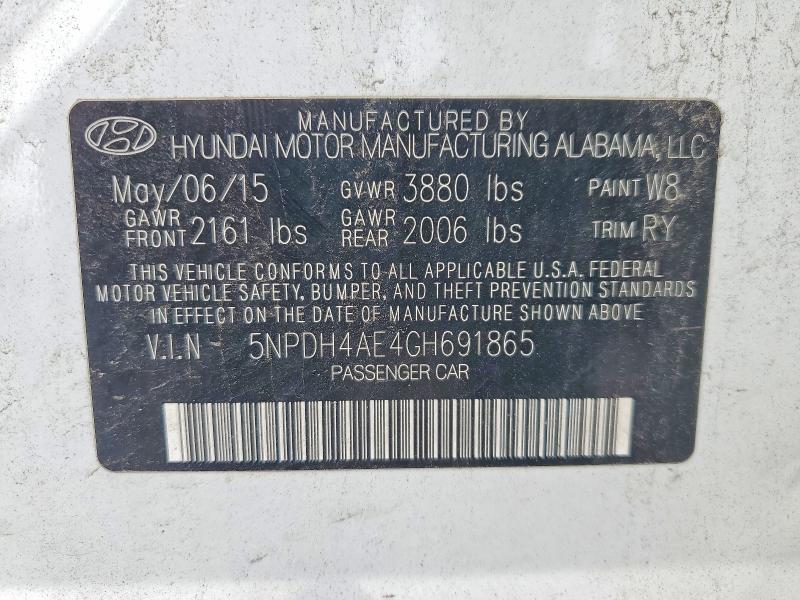 Aukcja sprzedaży 2016 Hyundai Elantra, vin: 5NPDH4AE4GH691865, numer aukcji: 64376726