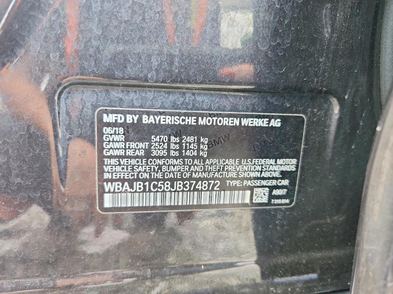 Aukcja sprzedaży 2018 Bmw 530xe, vin: WBAJB1C58JB374872, numer aukcji: 64826636