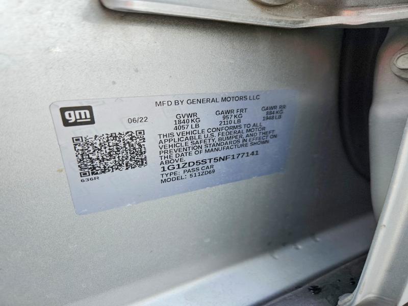 64504906 :رقم المزاد ، 1G1ZD5ST5NF177141 vin ، 2022 Chevrolet Malibu مزاد بيع