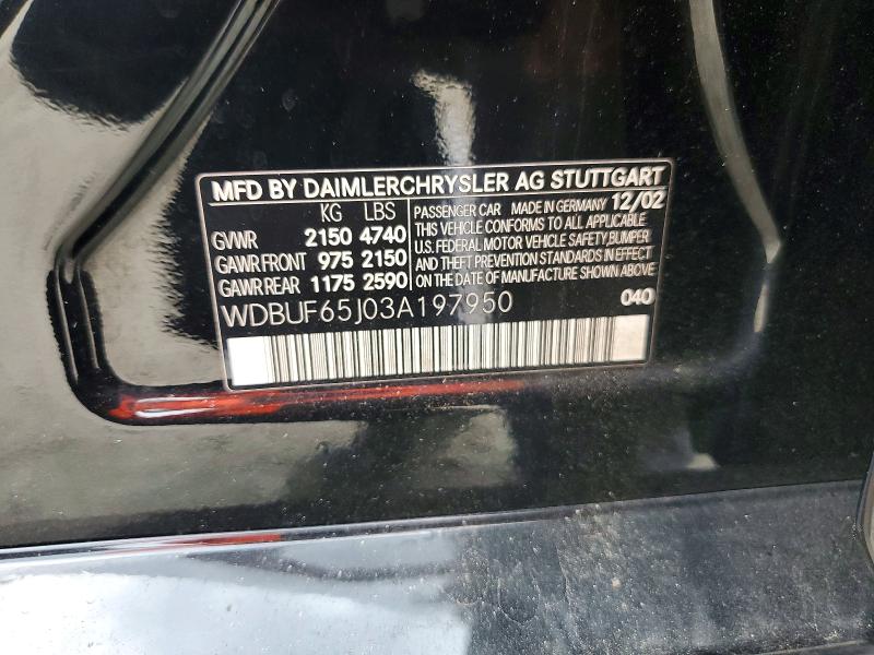 Aukcja sprzedaży 2003 Mercedes-benz E, vin: WDBUF65J03A197950, numer aukcji: 66468186