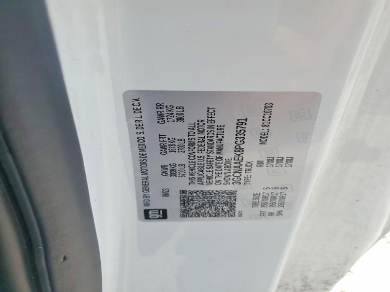 Aukcja sprzedaży 2023 Chevrolet Silverado, vin: 3GCNAAEK8PG335791, numer aukcji: 62891476