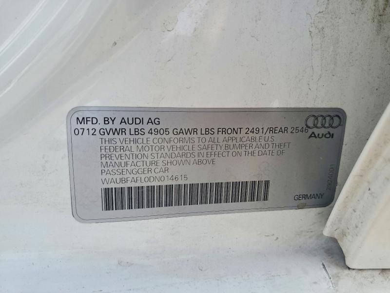 Aukcja sprzedaży 2013 Audi A4, vin: WAUBFAFL0DN014615, numer aukcji: 66826606