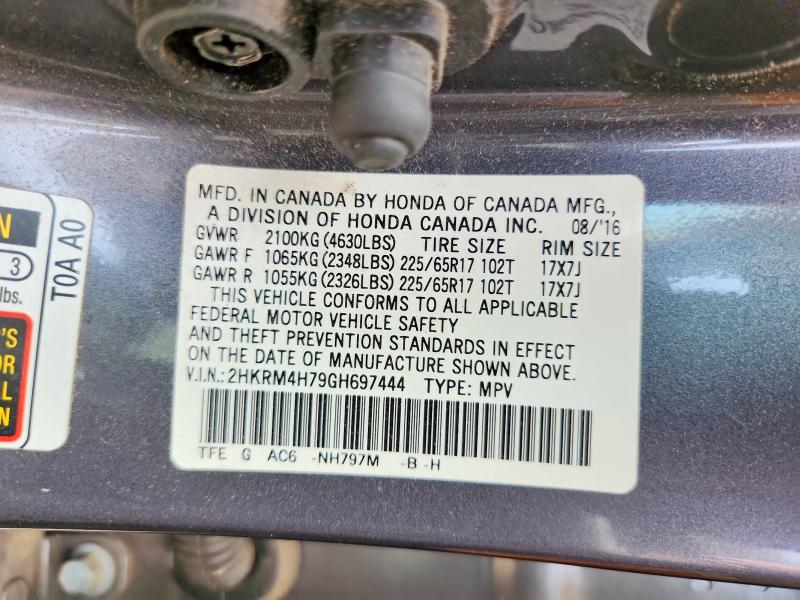 Aukcja sprzedaży 2016 Honda Cr-v, vin: 2HKRM4H79GH697444, numer aukcji: 66789566