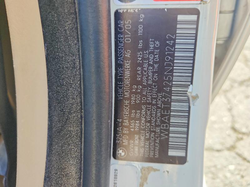 Продаж на аукціоні авто 2005 Bmw 325, vin: WBAET37425NJ91242, номер лоту: 66139936