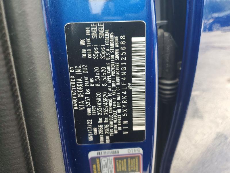 63781366 :رقم المزاد ، 5XYRK4LF4NG125688 vin ، 2022 Kia Sorento مزاد بيع