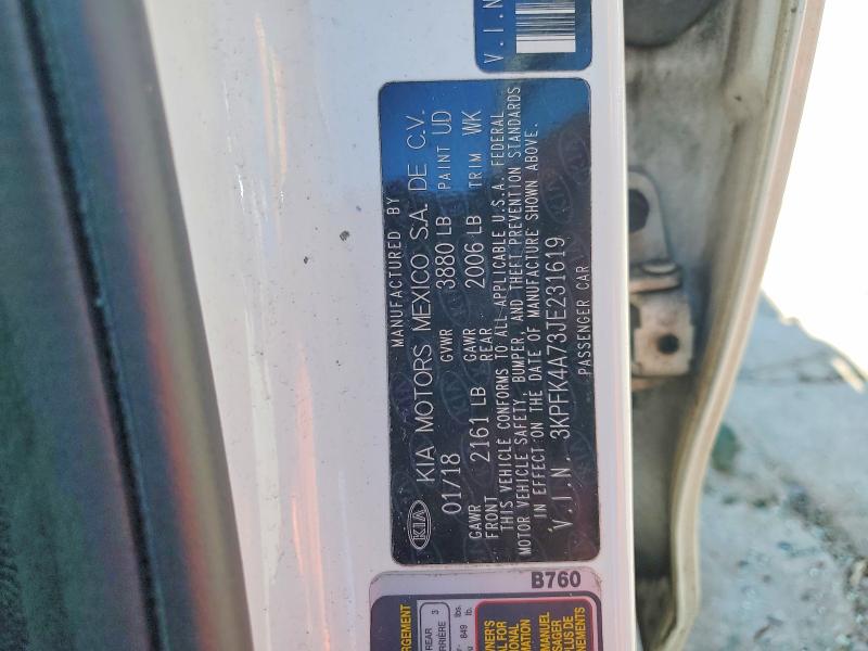 Продажа на аукционе авто 2018 Kia Forte, vin: 3KPFK4A73JE231619, номер лота: 66163796